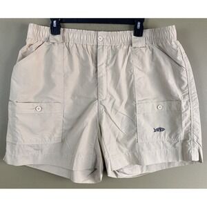 Aftco Shorts Mens 40 Tan Nylon Fishing Tackle Performance Cargo Elastic Outdoor